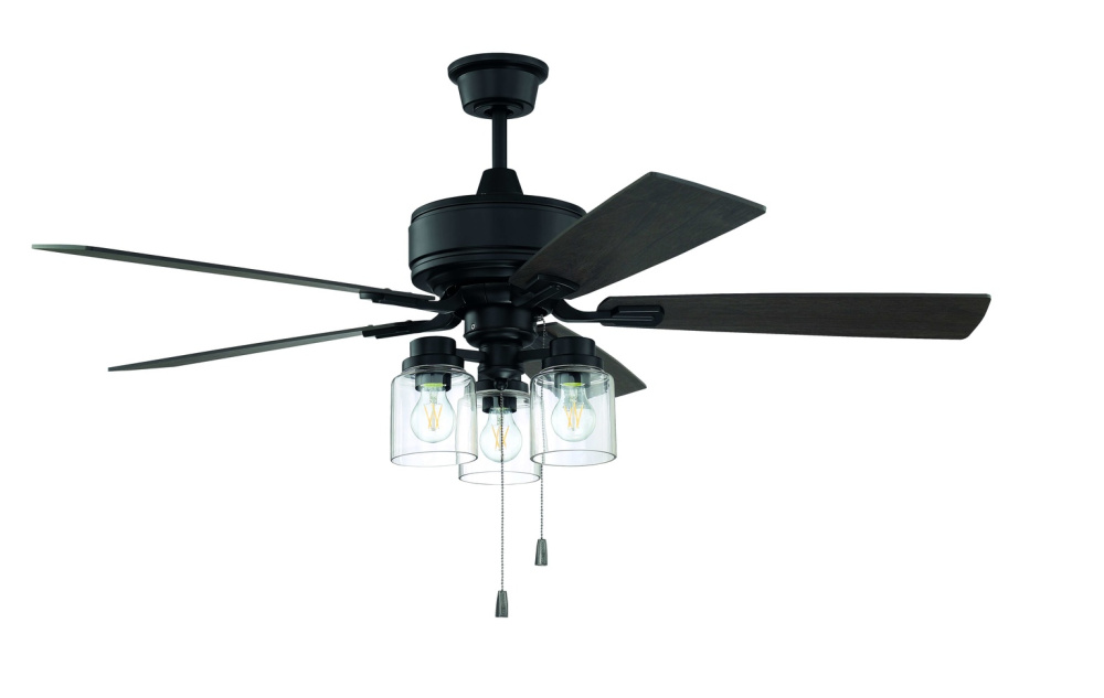 Kate 52" 5-Blade Ceiling Fan in Flat Black w/ Black Walnut/Grey Walnut Blades