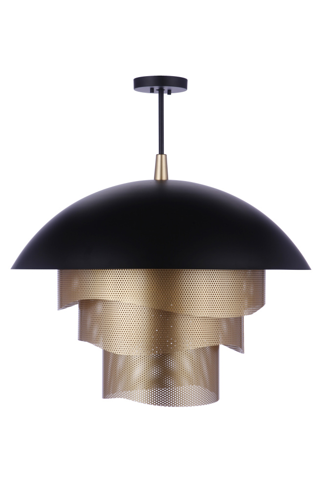 31.25â€ Diameter Sculptural Statement Dome Pendant with Perforated Metal Shade