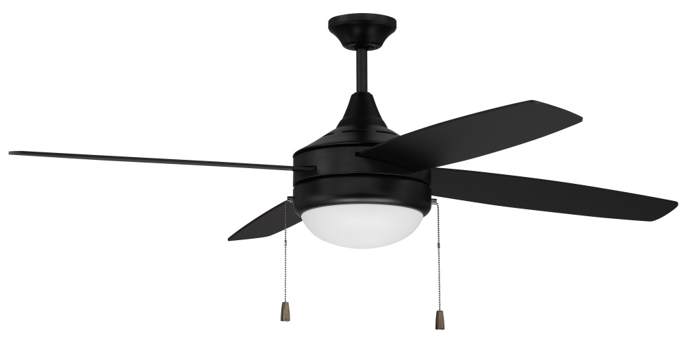 Phaze 4 52" 4-Blade Ceiling Fan in Flat Black w/ Flat Black/Greywood Blades; Integrated Light Ki