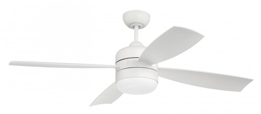 Sebastion 52" 4-Blade Indoor/Outdoor (Wet) Ceiling Fan in White w/ White Blades