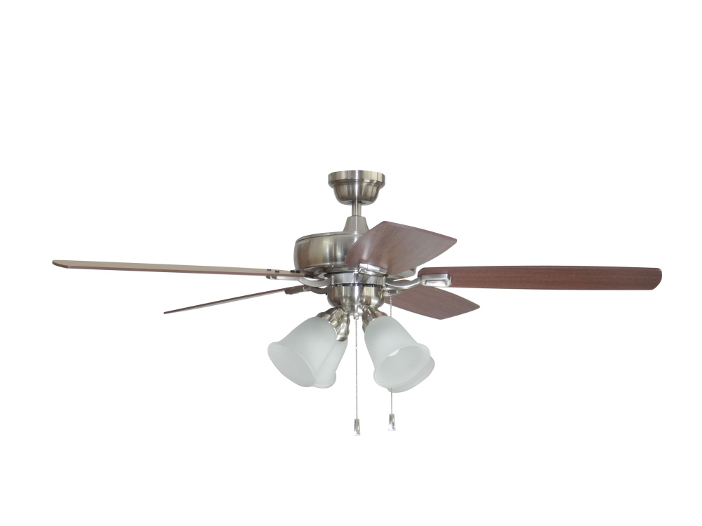 Twist N Click 52" 5-Blade Ceiling Fan in Brushed Polished Nickel w/ Ash/Mahogany Blades (4-Light
