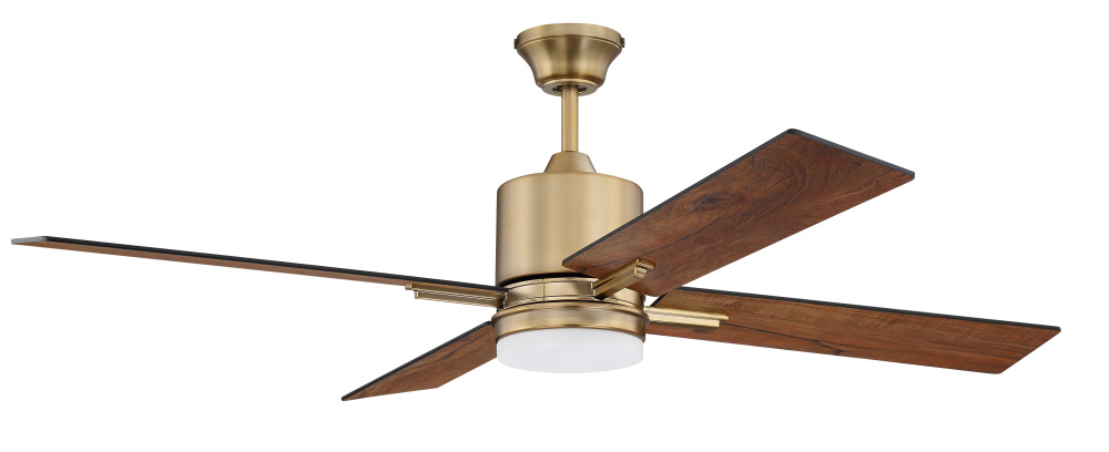Teana 52" 4-Blade Ceiling Fan in Satin Brass w/ Flat Black/Mesquite Blades