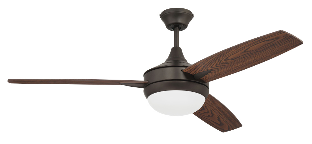 Targas 52" 3-Blade Ceiling Fan in Espresso w/ Mahogany/Teak Blades; Integrated Light Kit