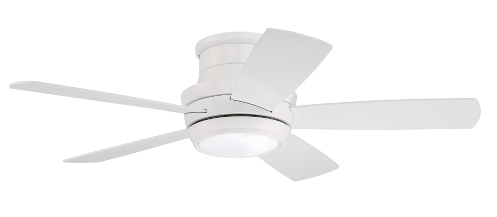Tempo Hugger 44" 5-Blade Ceiling Fan in White w/ White Blades; Light Kit Included (optional)