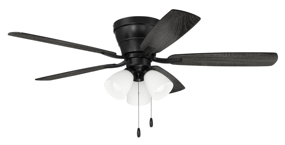 Wheeler 52" 5-Blade 3-Light Ceiling Fan in Flat Black w/ Flat Black/Greywood Blades