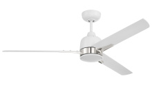 Craftmade FUL52WPLN3 - Fuller 52" 3-Blade Ceiling Fan in White/Polished Nickel w/ White Blades