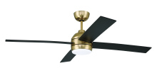 Craftmade KLS52SB4 - Kelsey 52" 4-Blade Ceiling Fan in Satin Brass w/ Flat Black Blades; Integrated Light Kit