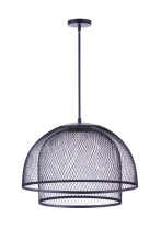 Craftmade P1006FB-LED - 24.25â€ Diameter Sculptural Statement Metal Mesh Dome 2 Shade Pendant in Flat Black