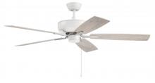 Craftmade P52WPLN5-52WWOK - Pro Plus 52" 5-Blade Ceiling Fan in White/Polished Nickel w/ White/Washed Oak Blades
