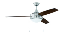 Craftmade PHA52BNK3 - Phaze 3 52" 3-Blade Ceiling Fan in Brushed Polished Nickel w/ Walnut/Dark Oak Blades