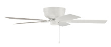Craftmade PPH52W5 - Pro Plus Hugger 52" 5-Blade Ceiling Fan in White w/ White/Washed Oak Blades; Light Kit Optional 