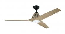 Craftmade SEA56FB3 - Sea Scape 56" 3-Blade Indoor/Outdoor (Wet) Ceiling Fan in Flat Black w/ Light Wood Grain Blades