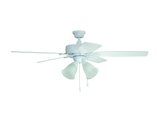 Craftmade TCE52W5C4-C - Twist N Click 52" 5-Blade Ceiling Fan in White w/ White/Washed Oak Blades (4-Light)