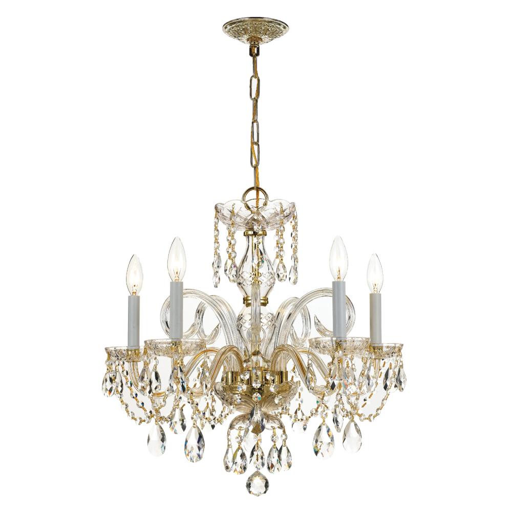 Traditional Crystal 22'' Hand Cut Crystal Polished Brass Chandelier