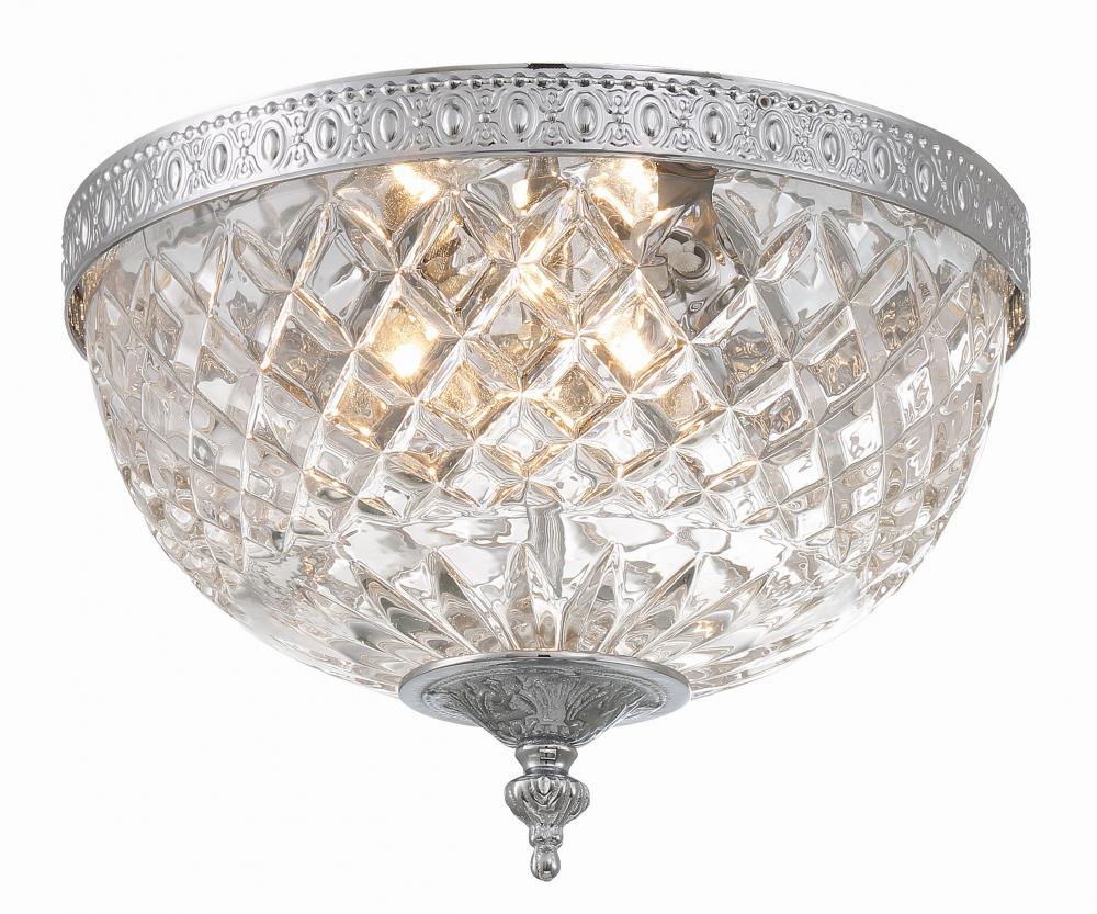 Radley 10'' Polished Chrome Faceted Cut Glass Bowl Flush Mount