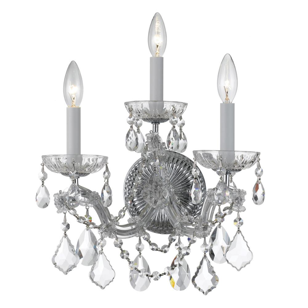 Maria Theresa 11'' Hand Cut Crystal Polished Chrome Sconce