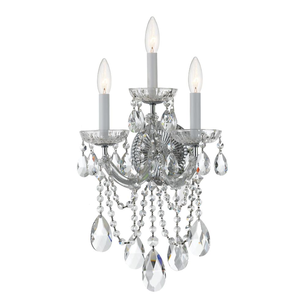 Maria Theresa 11'' Hand Cut Crystal Polished Chrome Sconce