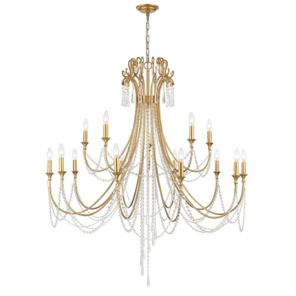 Arcadia 15 Light Antique Gold Chandelier