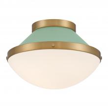 Crystorama XAN-8001-VG-GR - Xander 12.25'' Vibrant Gold + Green Flush Mount
