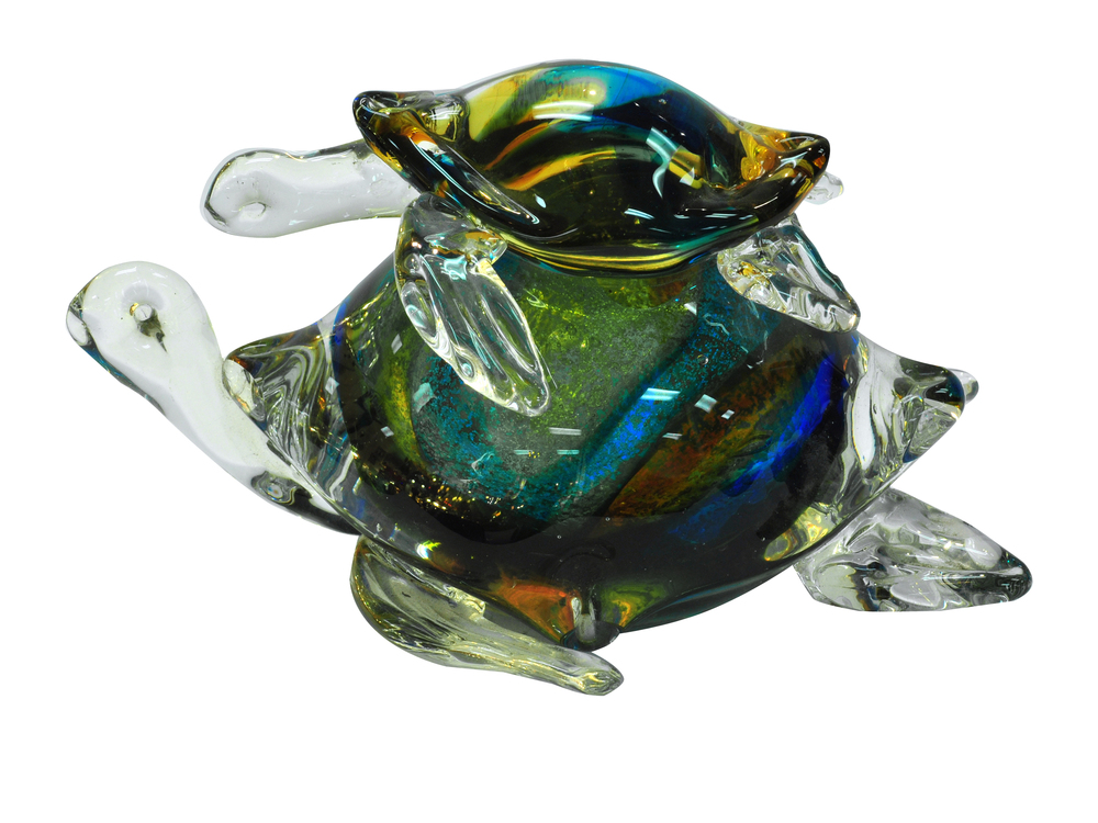 Colorful Sea Turtle Handcrafted Art Glass Figurine