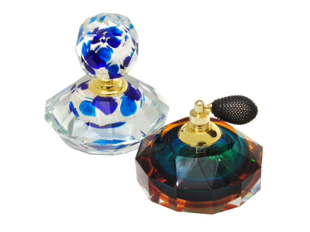 2-Piece Columbia Hand Blown Art Glass Perfume Bottle