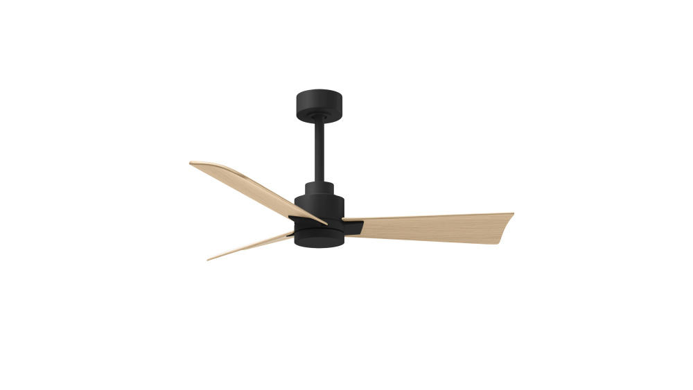 Alessandra - 42" Three Blade Transitional Ceiling Fan - Matte Black Finish - Light Maple Blades