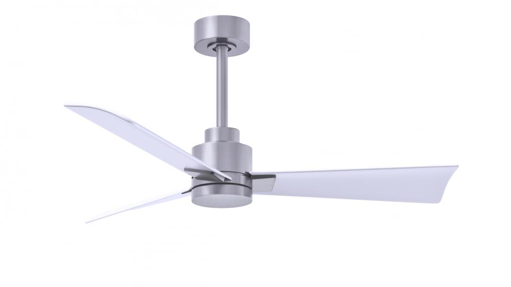 Alessandra - 42" Three Blade Transitional Ceiling Fan - Brushed Nickel Finish - Matte White Blad