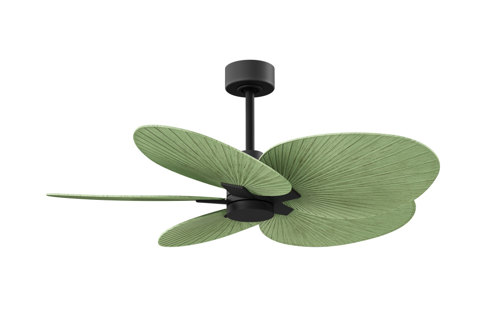 Alessandra Tropical - Five Blade Ceiling Fan - Matte Black Finish - Palm Leaf Blades