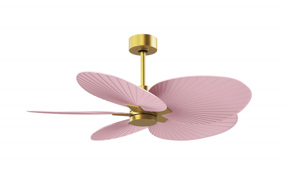 Alessandra Tropical - Five Blade Ceiling Fan - Brushed Brass Finish - Light Pink Blades