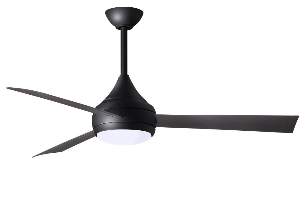 Donaire - Three Blade Paddle Fan - Integrated LED - Matte Black Finish - Brushed Bronze Blades