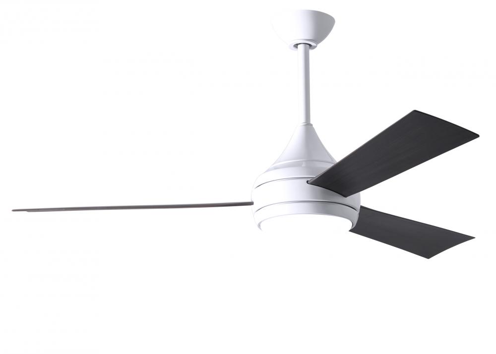 Donaire - Three Blade Paddle Fan - Integrated LED - Gloss White Finish - Brushed Bronze Blades