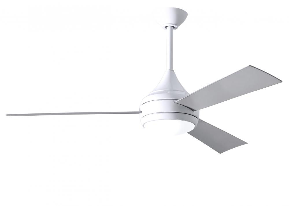 Donaire-Three Blade Paddle Fan-Integrated LED-Gloss White Finish-Brushed Stainless Tone Blades