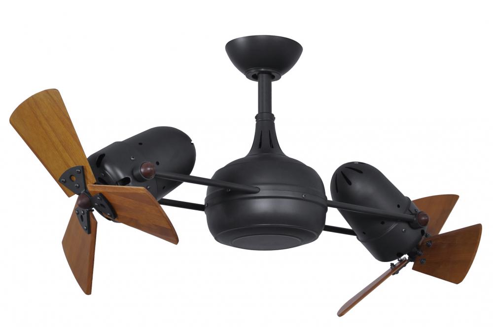 Dagny - Rotational Ceiling Fan - Matte Black Finish - Mahogany Tone Blades