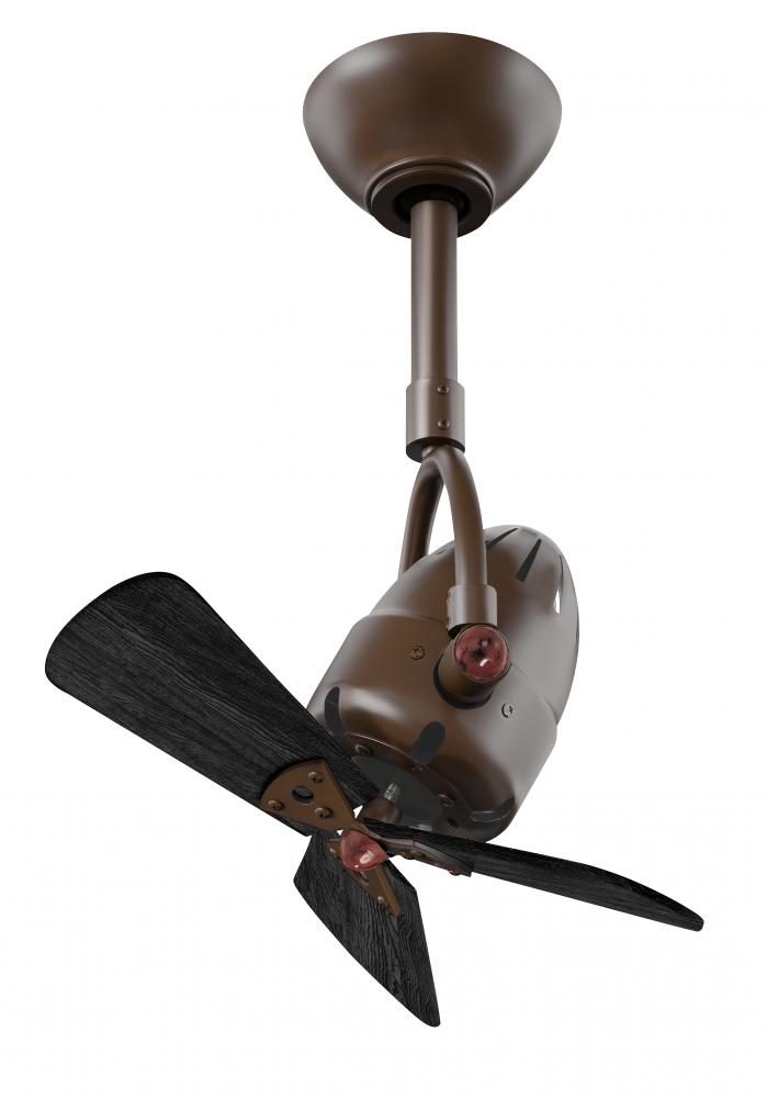 Diane - Oscillating Directional Ceiling Fan - Textured Bronze Finish - Matte Black Wood Blades