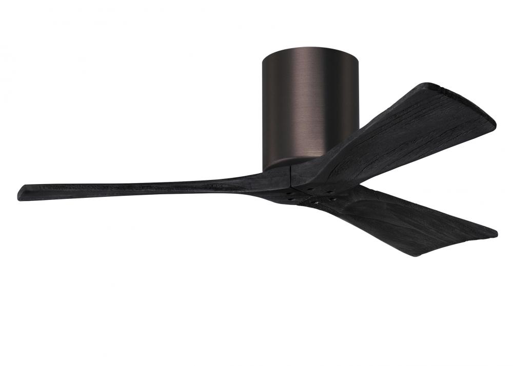 Irene-3H - Three Blade Flush Mount Paddle Fan - 42" - Brushed Bronze Finish - Matte Black Blades