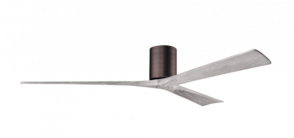Irene-3H - Three Blade Flush Mount Paddle Fan - 72" - Brushed Bronze Finish - Barn Wood Tone Bla