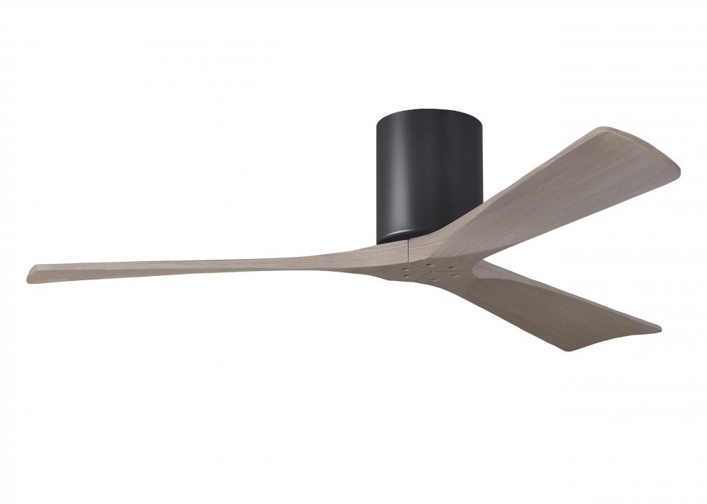 Irene-3H - Three Blade Flush Mount Paddle Fan - 52" - Matte Black Finish - Gray Ash Tone Blades