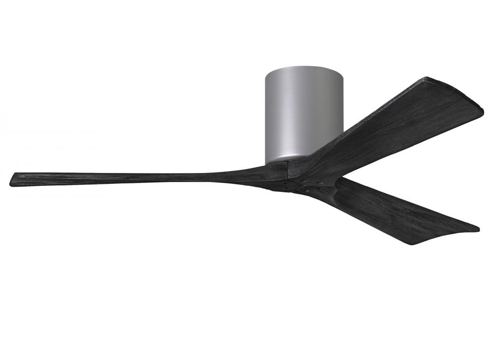 Irene-3H - Three Blade Flush Mount Paddle Fan - 52" - Brushed Nickel Finish - Matte Black Blades