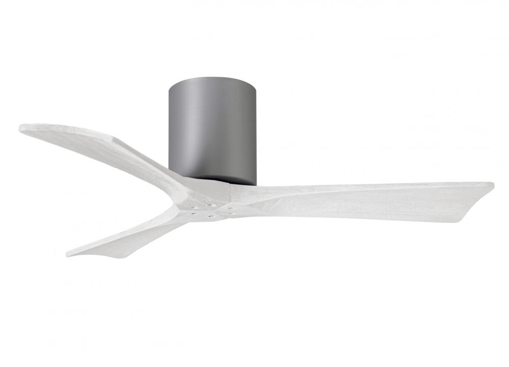 Irene-3H - Three Blade Flush Mount Paddle Fan - 42" - Brushed Nickel Finish - Matte White Blades