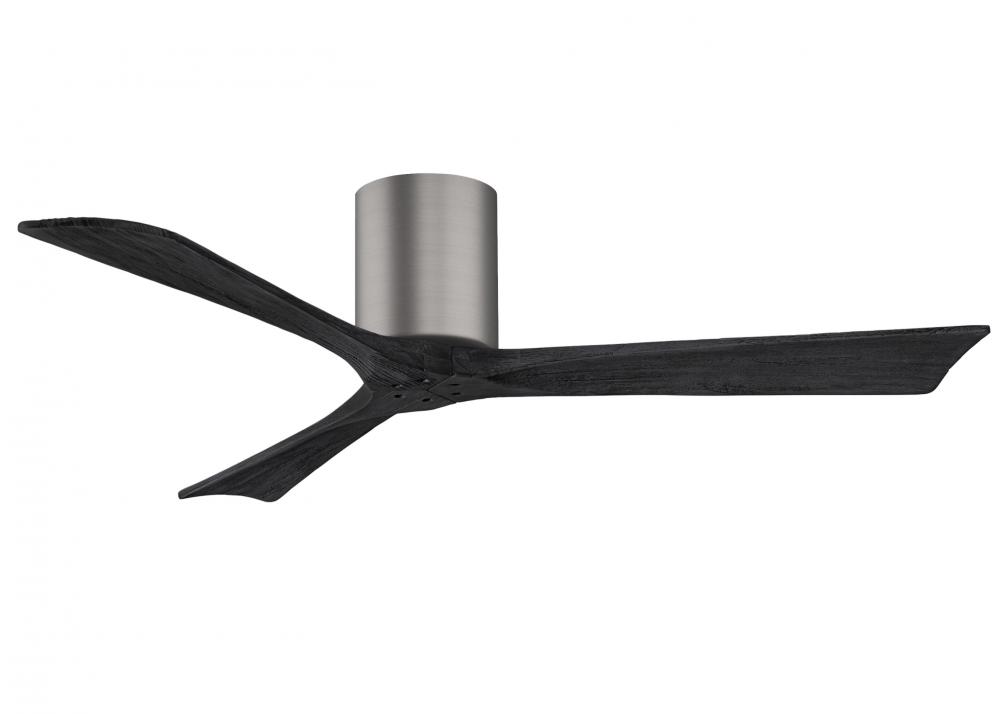 Irene-3H - Three Blade Flush Mount Paddle Fan - 52" - Brushed Pewter Finish - Matte Black Blades