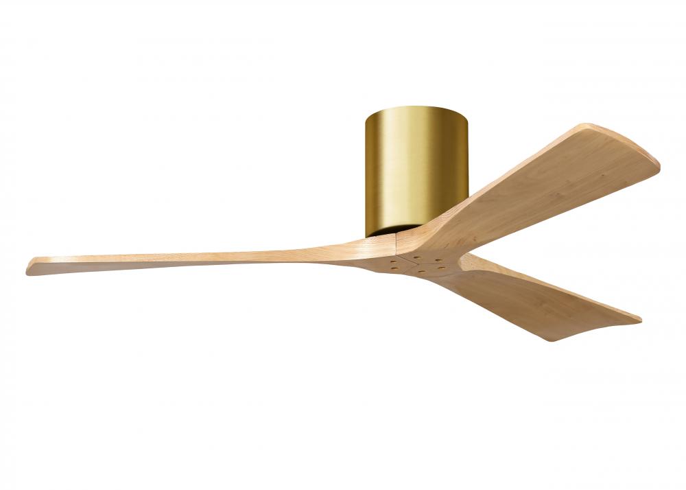 Irene-3H - Three Blade Flush Mount Paddle Fan - 52" - Brushed Brass Finish