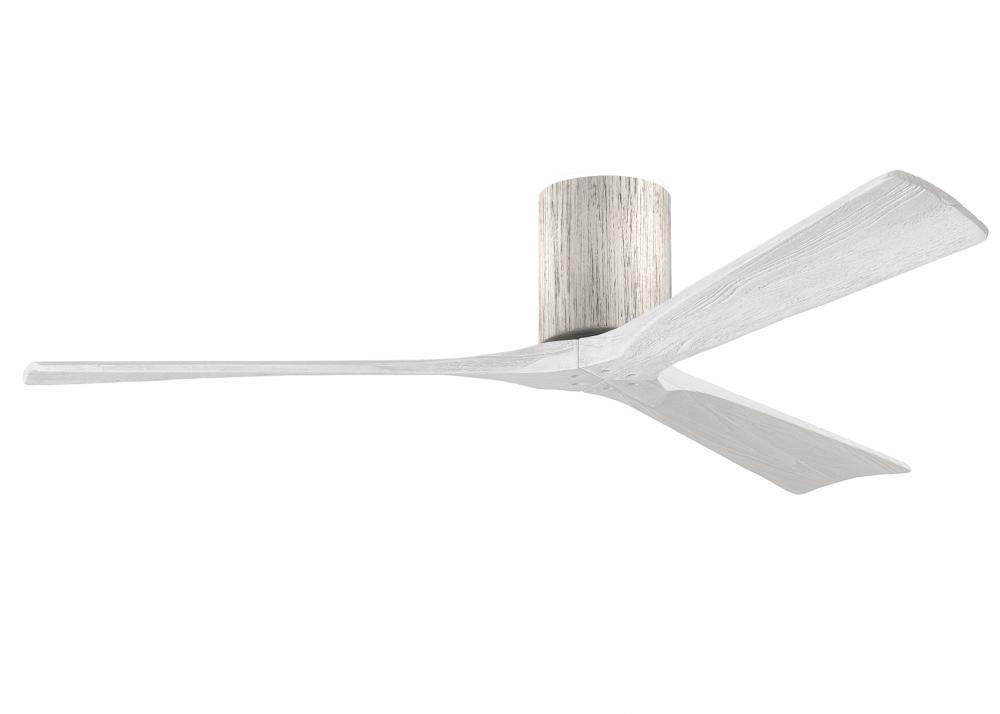 Irene-3H - Three Blade Flush Mount Paddle Fan - 60" - Barn Wood Finish - Matte White Blades