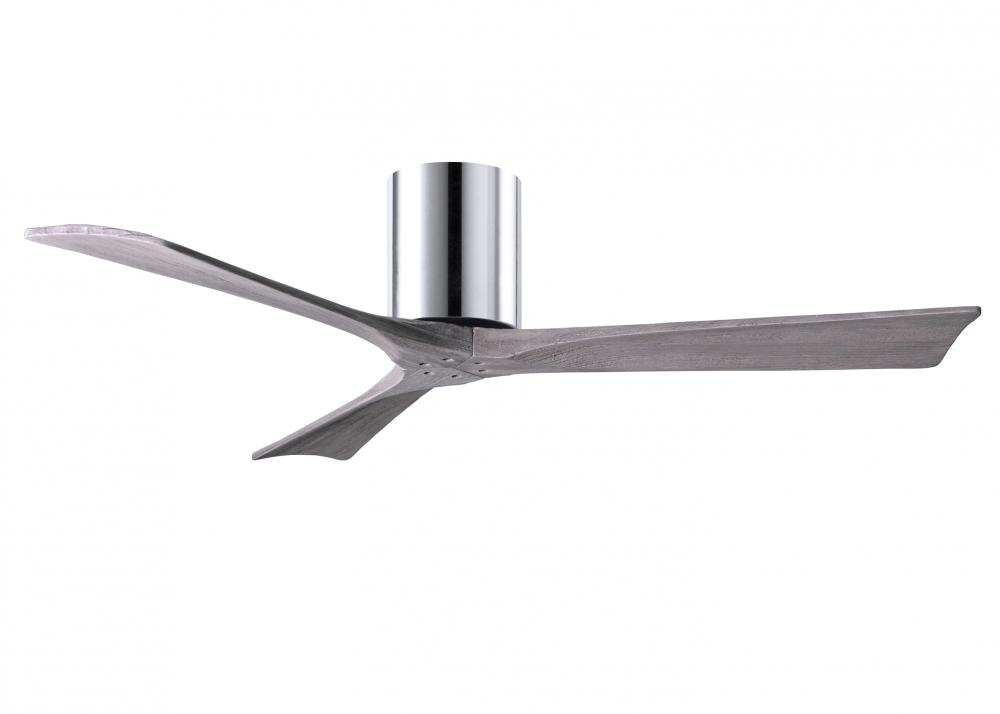 Irene-3H-Three Blade Flush Mount Paddle Fan-52"-Polished Chrome Finish-Barn Wood Tone Blades