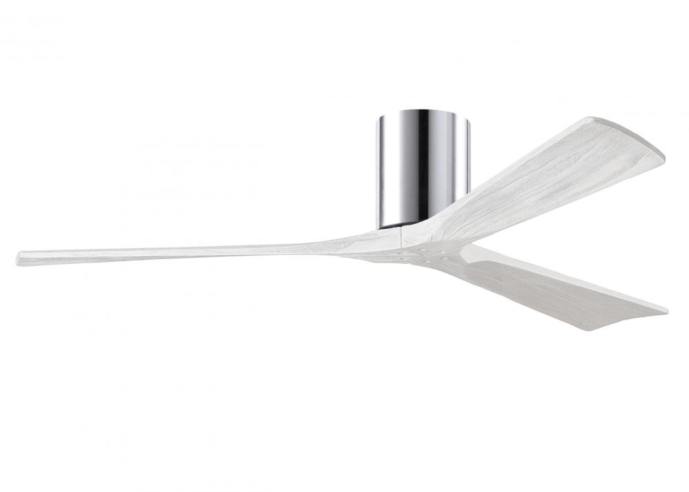 Irene-3H - Three Blade Flush Mount Paddle Fan - 60" - Polished Chrome Finish - Matte White Blade