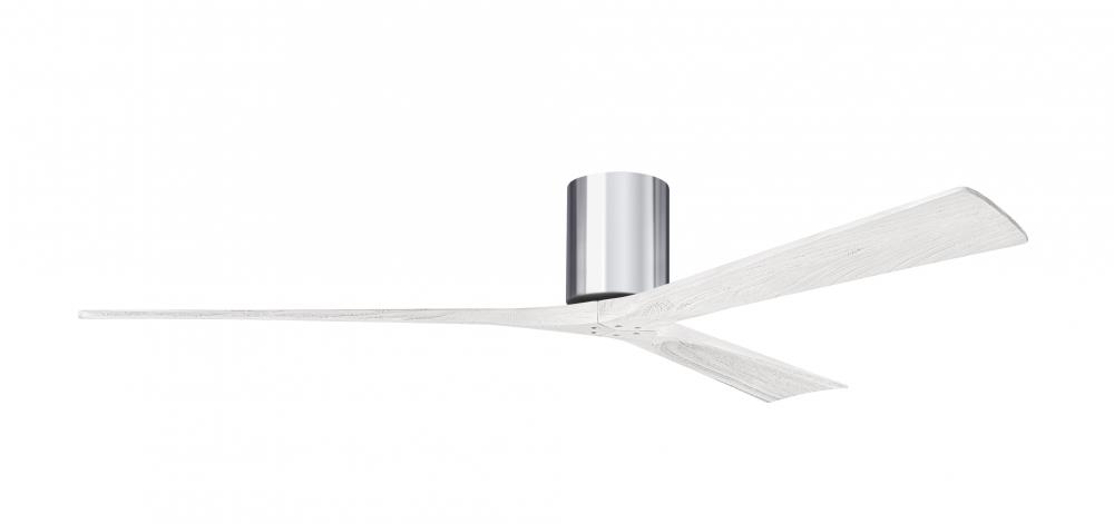 Irene-3H - Three Blade Flush Mount Paddle Fan - 72" - Polished Chrome Finish - Matte White Blade