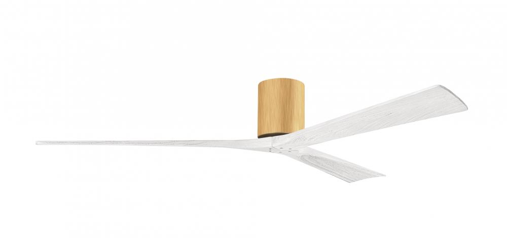Irene-3H - Three Blade Flush Mount Paddle Fan - 72" - Light Maple Tone Finish - Matte White Blad