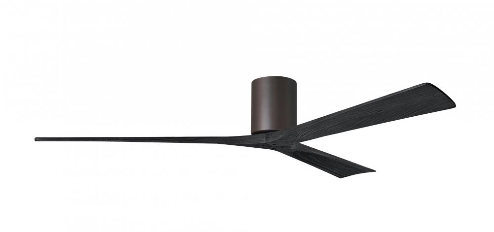 Irene-3H - Three Blade Flush Mount Paddle Fan - 72" - Textured Bronze Finish - Matte Black Blade