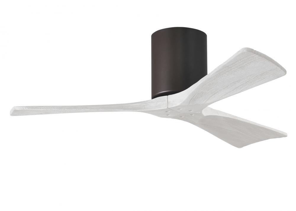 Irene-3H - Three Blade Flush Mount Paddle Fan - 42" - Textured Bronze Finish - Matte White Blade