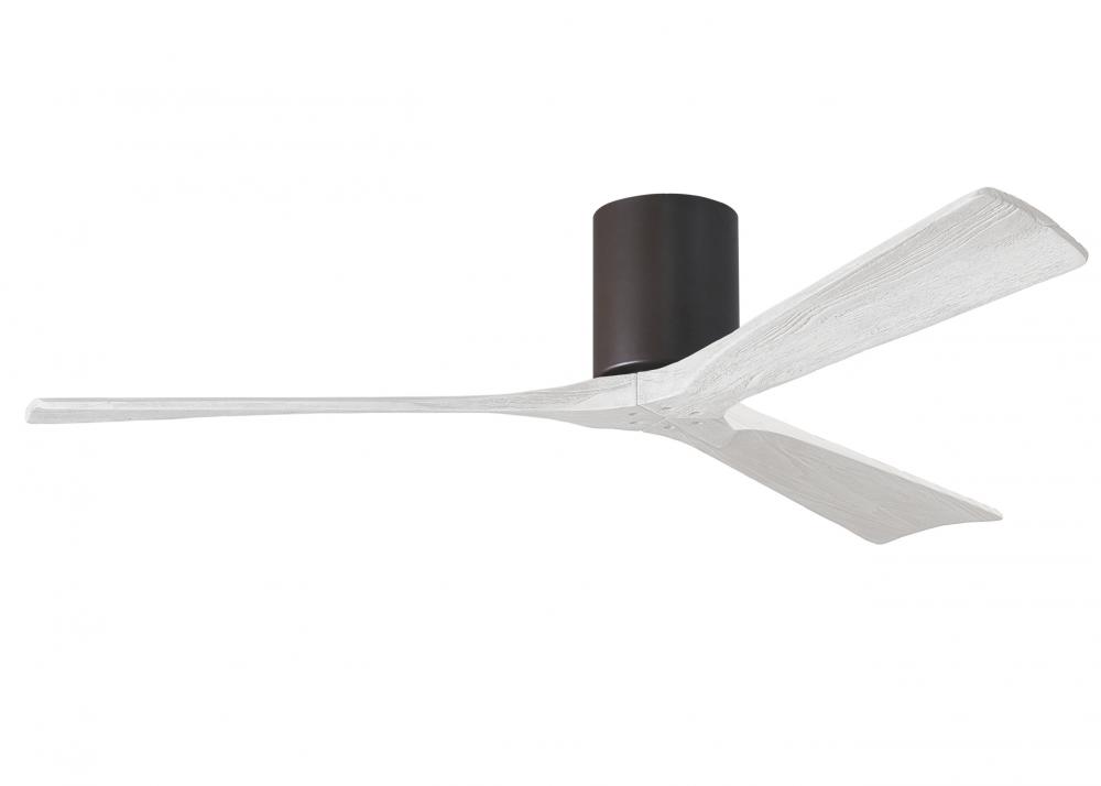 Irene-3H - Three Blade Flush Mount Paddle Fan - 60" - Textured Bronze Finish - Matte White Blade