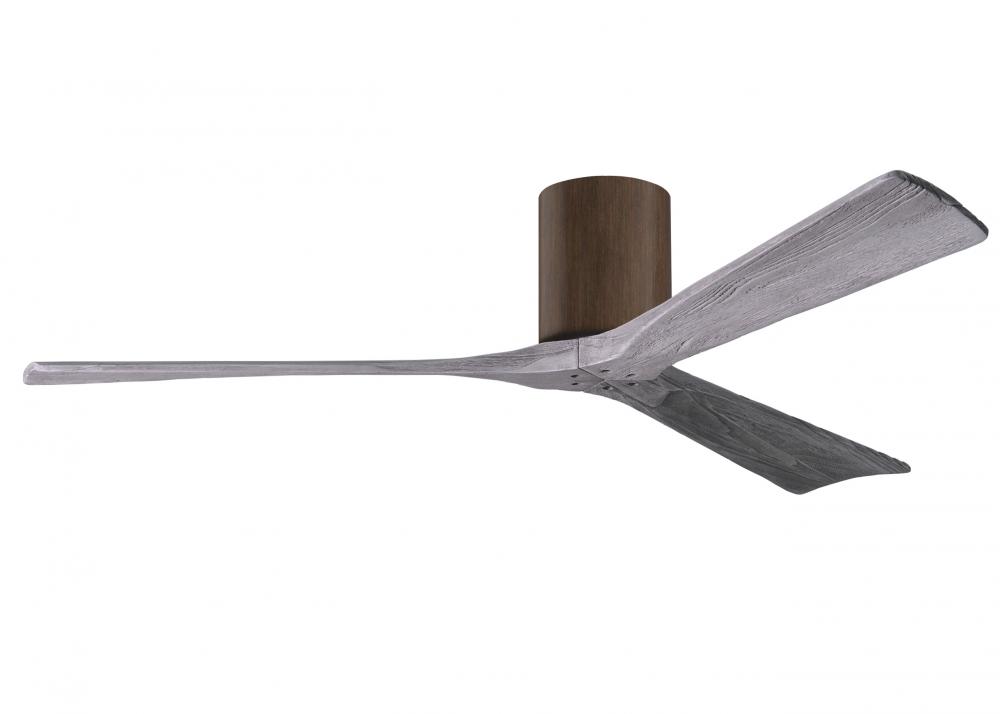 Irene-3H - Three Blade Flush Mount Paddle Fan - 60" - Walnut Finish - Barn Wood Tone Blades